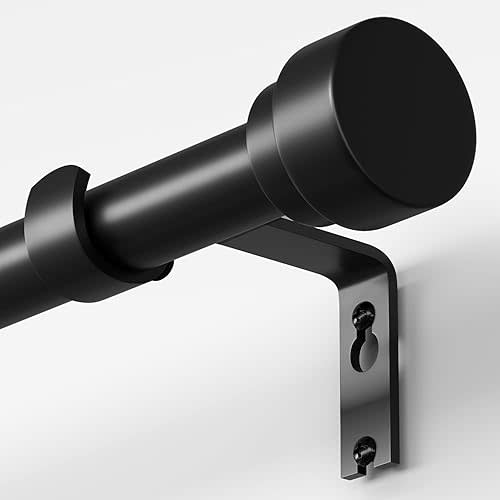 Oneach Black Curtain Rods for Windows 66 to 120 Inch, 1 Inch Pole Adjustable Length Heavy Duty Metal Curtain Rod Set, for Outdoor Bedroom Kitchen Living Room (16 to 120 Inch)