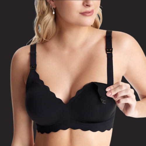 Momcozy Jelly Strip Nursing Bra - Black, L