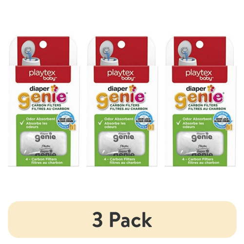 (3 pack) Diaper Genie Carbon Filter, Diaper Pail Odor Eliminator & Deodorizer, Compatible with the Diaper Genie Complete and Expressions Pail, 4 Count