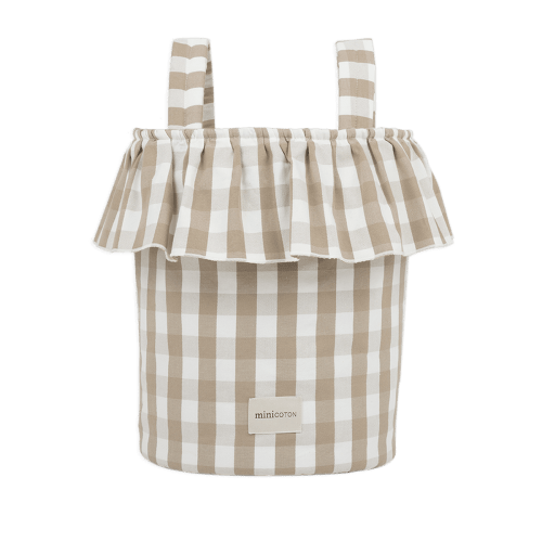 Minicoton Vichy Basket - Oak + White