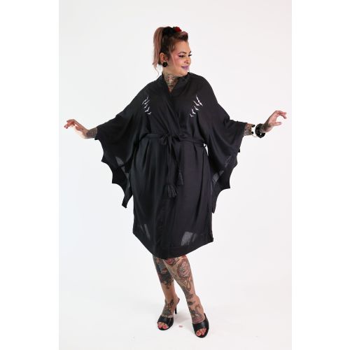 Nightfall Black Bat Vintage Robe - Curvy