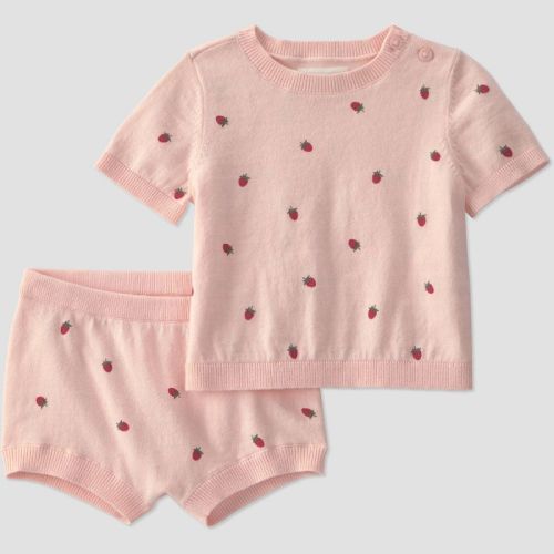 Little Planet by Carter's Baby Girls' Organic 2pc Strawberries Sweater Set - Pink 9M