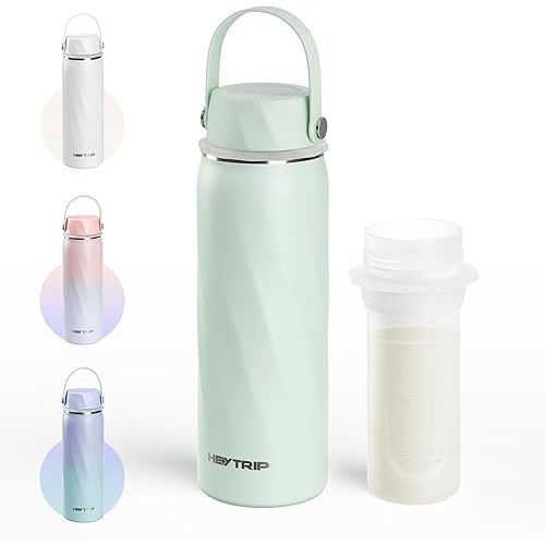 HEYTRIP Breastmilk Cooler Bottle, 20oz Portable Breast Milk Chiller Storage, Stainless Steel Reusable Breastfeeding Essentials for Baby, 36+ Hours Cooling For Travel & Outdoor, TSA Approved, Green