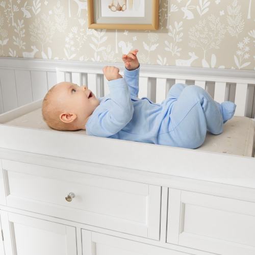 Baby Changing Table Dresser with Storage, 46.3" Nursery Dresser with Anti-Tipping Device, White