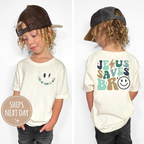 Jesus Saves Bro Kids Shirt, Christian Shirt, Bible Verse Toddler Shirt, Jesus Shirt, Cool Brother Shirt, Christian Kids Gifts, Religious Tee