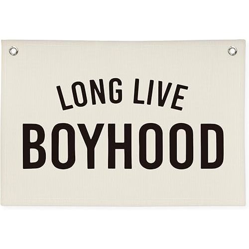 Boy Room Decor,Long Live Boyhood Canvas Banner Nursery Playroom Wall Decor for Boys Bedroom Toddler Decorations Teen Boy Room Decor,Playroom Decor Wall Hanging Flag Canvas Banner 30x20 Inch
