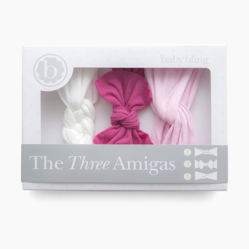 Baby Bling The Three Amigas Headband Bow Gift Set (3 Pack) - White/Hot Pink/Pink