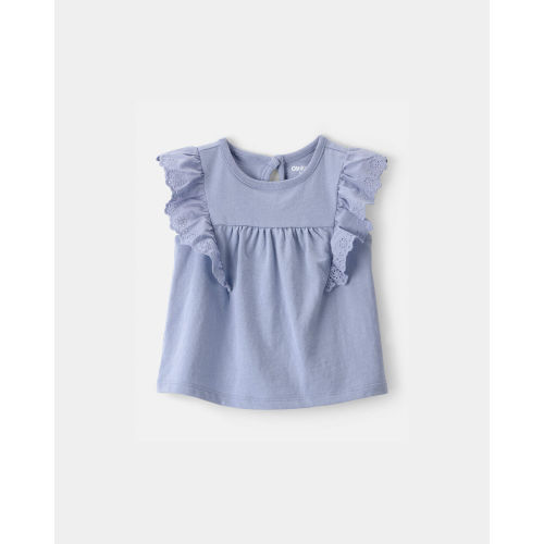 Baby Girl Eyelet-Sleeve Top - Blue - OshKosh B'gosh | Carter's