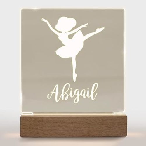 With Love From Julie Personalized Night Light for Kids Girls Boys Customized Gifts for Baby Custom Nursery Lamp Bedroom Decor Ballerina