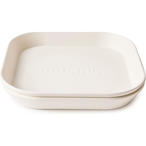 mushie Square Plate, Set of 2 (Ivory)