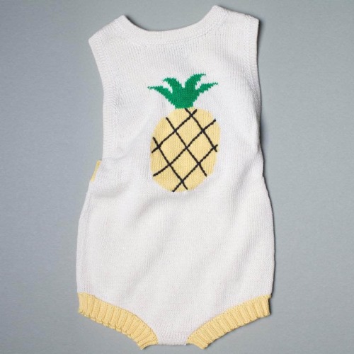 Graphic Sleeveless Organic Baby Rompers with Pineapple by Estella