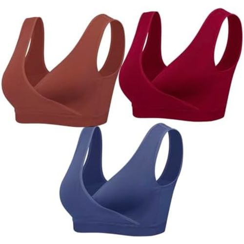Lemef Nursing Sleep Bras Wirefree Maternity Breastfeeding Bras 3 Pack