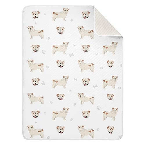 Swaddle Blanket English Bulldog Cotton for Infants - Lightweight Soft Swaddling for Crib, Stroller, Nursery - 30x40In