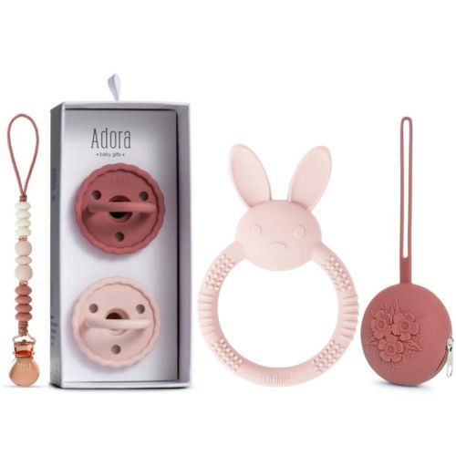 La'dore Baby Silicone Pacifiers, Pacifier Clip, Pacifier Case & Bunny Teether Gift Set – Newborn Teething Essentials for Babies & Toddlers, BPA-Free