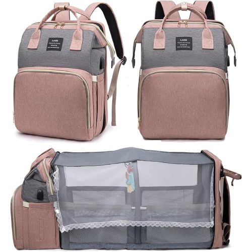 houscly Diaper Bag Backpack with Changing Station: Pink Baby Bags for Girls Boys New Mom Gifts Pañaleras Para Bebe Baby Girl Newborn Essentials Must Haves Baby Shower Gifts Baby Registry