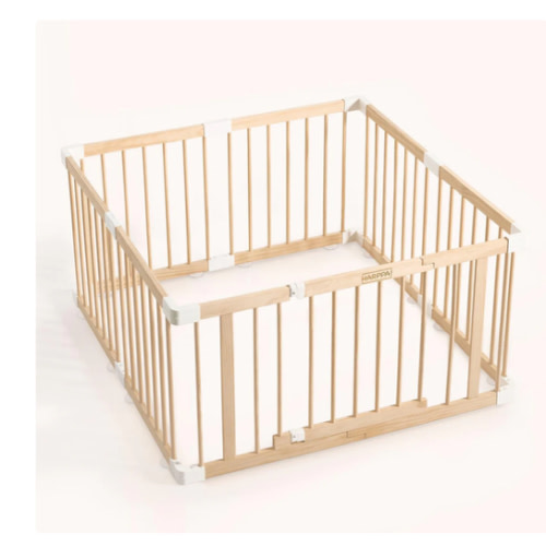 HARPPA Wooden Baby Gate Playpen | Non-Toxic Foldable DIY Adjustable Play Yard for Infants & Toddlers – Natural Finish Baby Fence for Small & Large Spaces