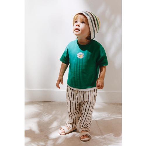 STRIPED BAGGY PANTS - Light ecru | ZARA United States