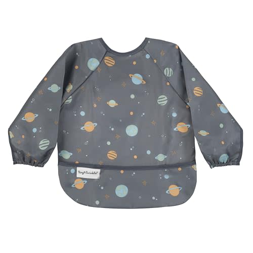 Tiny Twinkle Long Sleeve Bib for Babies & Toddlers | Waterproof Smock Bib for Eating | Machine Washable & Mess-Proof Feeding Essentials | Newborn Shower Gift (Space, 6–24M)