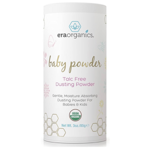 Era Organics Talc-Free Organic Baby Powder - USDA Organic Dusting Powder with Arrowroot, Calendula and Cornstarch for Newborns, Babies or Toddlers - Soothing, Fragrance Free, Made in USA (3oz/85g)