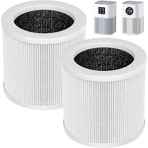2 Pack A1 Replacement Filter Compatible with VEWIOR Air Purifier HQSC-50, HQKJ-80, AMEIFU AP01W, KOIOS HQKJ-50 Air Pur ifier, 3-in-1 H13 True HEPA Air Cleaner Filter
