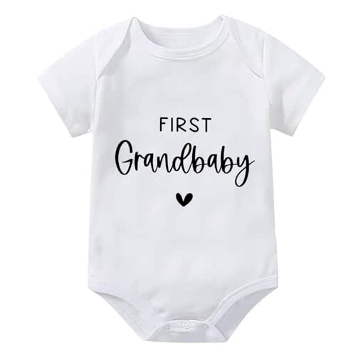 WOOYONGING First Grandbaby Pregnancy Announcement Baby Romper Newborn Outfits Short Sleeve Infant Baby Clothes