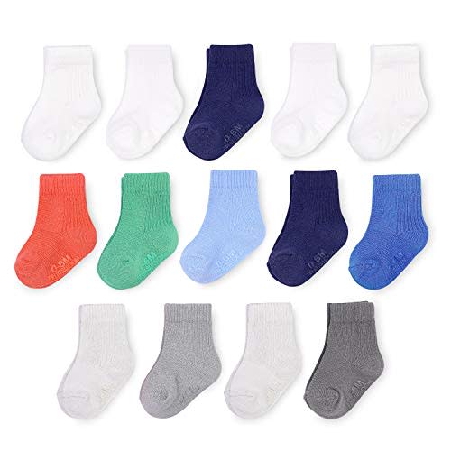 Fruit of the Loom Baby 14-Pack Grow & Fit Flex Zones Cotton Stretch Socks - Unisex, Girls, Boys