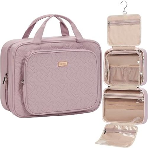 NISHEL Travel Toiletry Bag for Women Hanging Organizer Makeup Case Pockets
