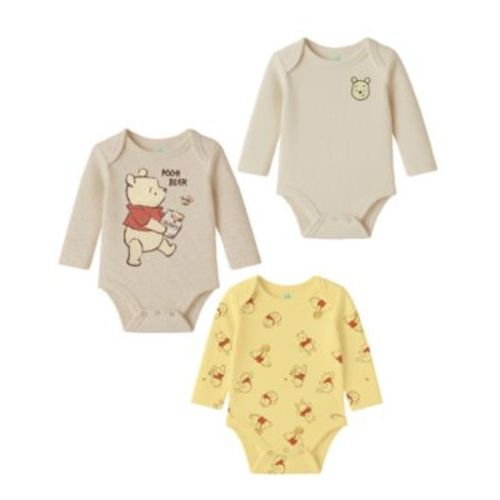 Baby Boys' or Baby Girls' Pooh Long Sleeves Bodysuit, 3-Pack Set