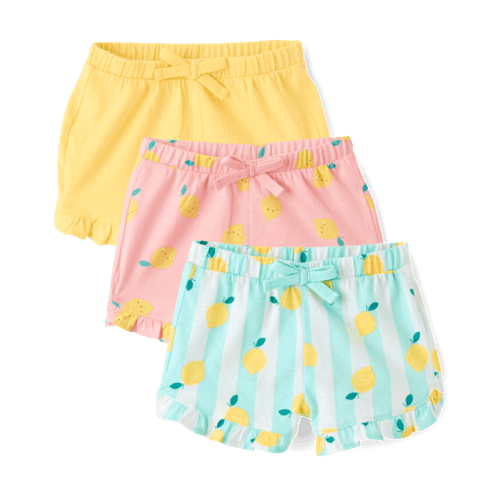 Baby Girls Lemon Ruffle Shorts 3-Pack - Blue