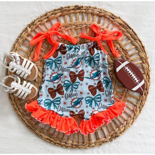 Girls Football Ruffle Romper, Quick TAT, All teams available