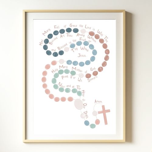Rosary Wall Print Minimalistic Art in Multicolor 8x10 and 11x14