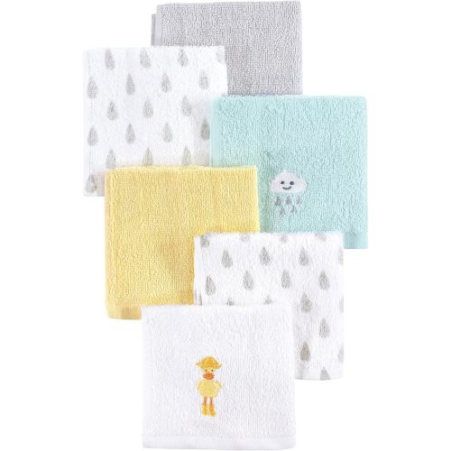 Hudson Baby Unisex Baby Super Soft Cotton Washcloths, Rain Duck, One Size
