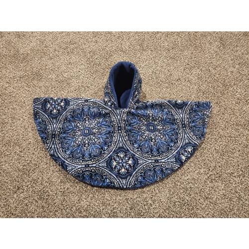 READY TO SHIP! Blue Floral Car Seat Poncho fits 6 months to 6 years. It's Reversible, Hooded and Car Seat Safe to keep Kids Warm