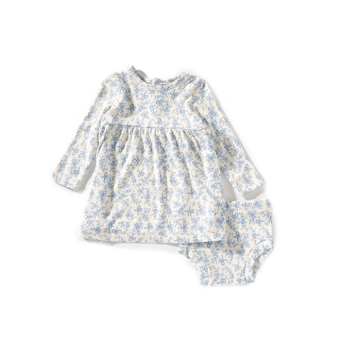 Angel Dear Baby Girls Romi Long Sleeve Floral Print Dress With Bloomer