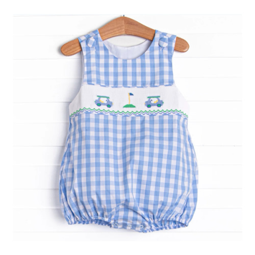 Country Club Cruisin' Smocked Bubble, Blue – Stitchy Fish