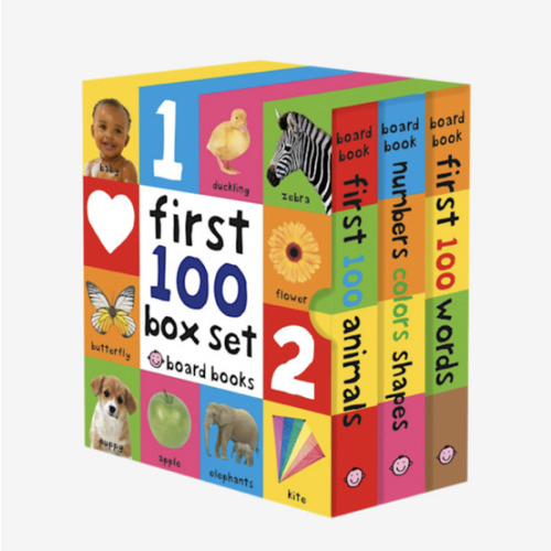First 100 Board Book Box Set (3 books): First 100 Words, Numbers Colors Shapes, and First 100 Animals