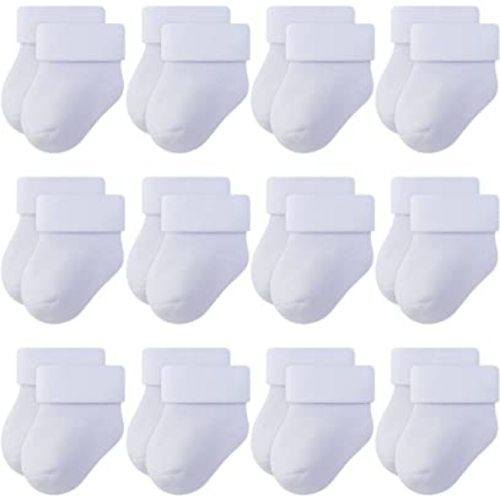 RATIVE Newborn Baby Socks 0-6,6-12 Months Terry Turn Cuff Socks for Boys Girls