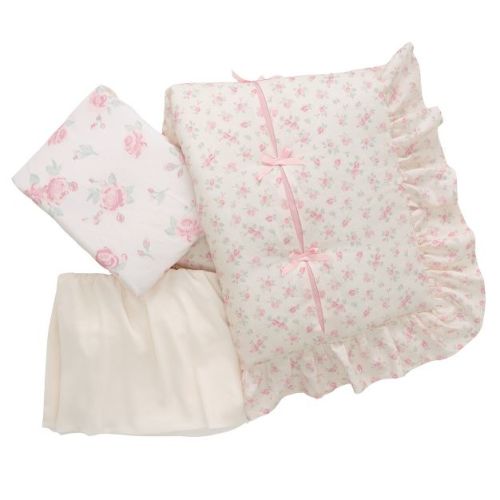 Lambs & Ivy Coquette Floral Pink Bows Aesthetic 3-Piece Baby Crib Bedding Set