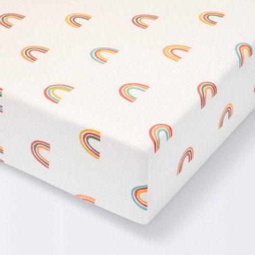 Polyester Rayon Fitted Crib Sheet - Rainbows - Cloud Island™
