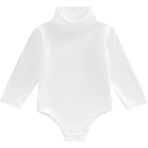Mubineo Infant Baby Girl Boy Basic Plain Turtleneck Long Sleeve Cotton Bodysuit Romper Tops