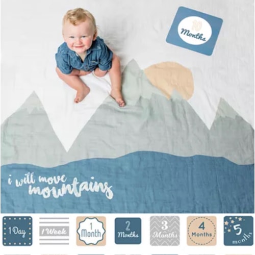 I Will Move Mountains Photo Blanket & Monthly Card Set - Baby