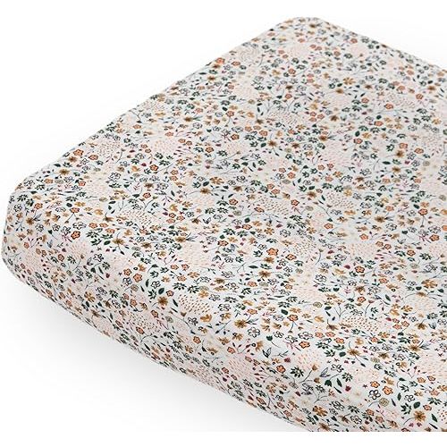 Little Unicorn Premium Changing Pad Cover | Extra Soft & Breathable Muslin Fabric (Pressed Petals)