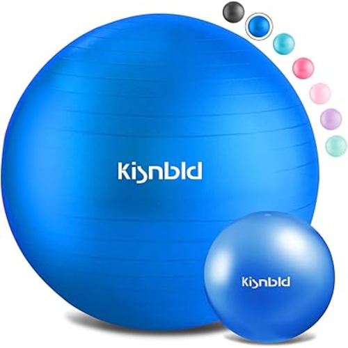 Exercise Ball, Extra Thick Yoga Ball for Workout Pregnancy Stability, 4 Sizes Anti-Burst Balance Ball with Foot Pump - Heavy Duty Fitness Ball Chair for Office, Home & Gym