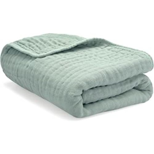 Comfy Cubs Baby Muslin Blanket, Swaddle for Newborns and Toddlers, Large 47” x 47” Cover, 6-Layer Plush Softness for Infant Swaddling, Receiving, or Tummy Time, Shower Gift (Fern, Baby - Muslin)