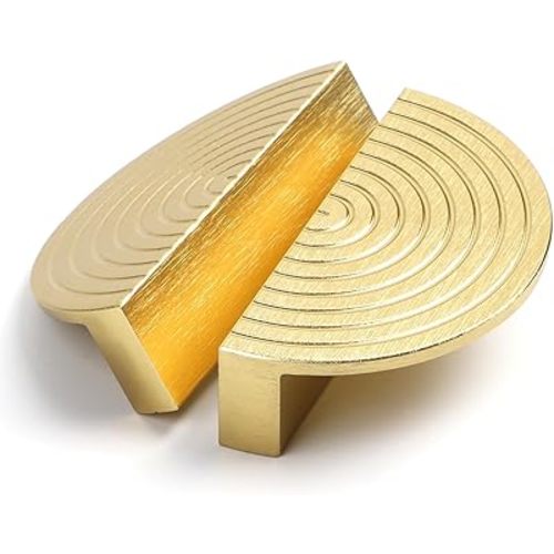 Brass Cabinet pulls Brushed Drawer pulls Modern Gold Cabinet Cabinet Handles Drawer Handles for Dresser (2Pack-Length:3inch Semicircle)