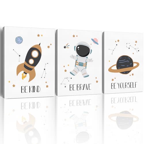 Yuzi-n Set of 3 Space Decor for Teen Room Nursery Wall Art, 11.5x15 Inch | Inspirational Astronaut Wall Decor for Playroom, Classroom, Bedroom, Outer Space Themed Posters