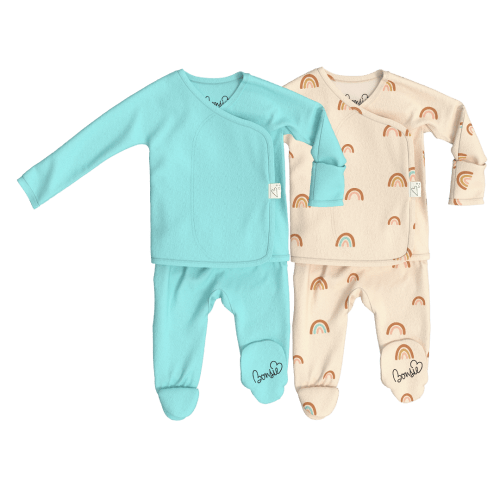 Baby Bundle Footie - Tiny Tide + Little Wishes – Bonsie Skin to Skin Babywear
