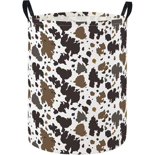 HIYAGON Baby Laundry Hamper Basket Baby Hamper for Nursery Boy and Girl Cute Kids Toys Storage Bin Organizer Boho Room Decor(Cows)