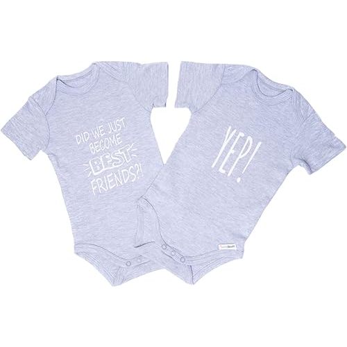 Twin Stuff 100% Cotton Unisex Best Friends Rompers – Cozy and Adorable Matching Outfits for Newborn Identical Twins
