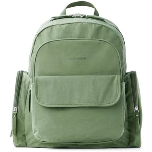 Skip Hop Diaper Bag Backpack with Portable Changing Pad, 9 Total Pockets, Easy-Access Wipes Pocket, Zippered Side Pocket, Luggage Sleeve & Stroller Straps, Fits a 15” Laptop, Luna, Sage